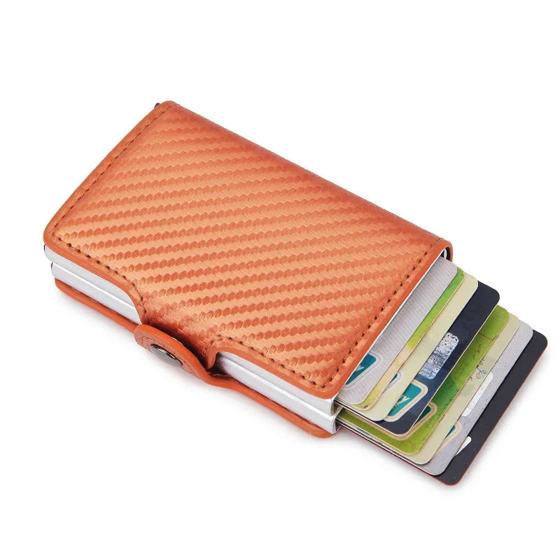 Carbon Fiber Credit Card Holder Men Wallet RFID PU Leather Metal Hasp Wallet Male Purse Minimalist Wolet Gifts for Men Carteiras