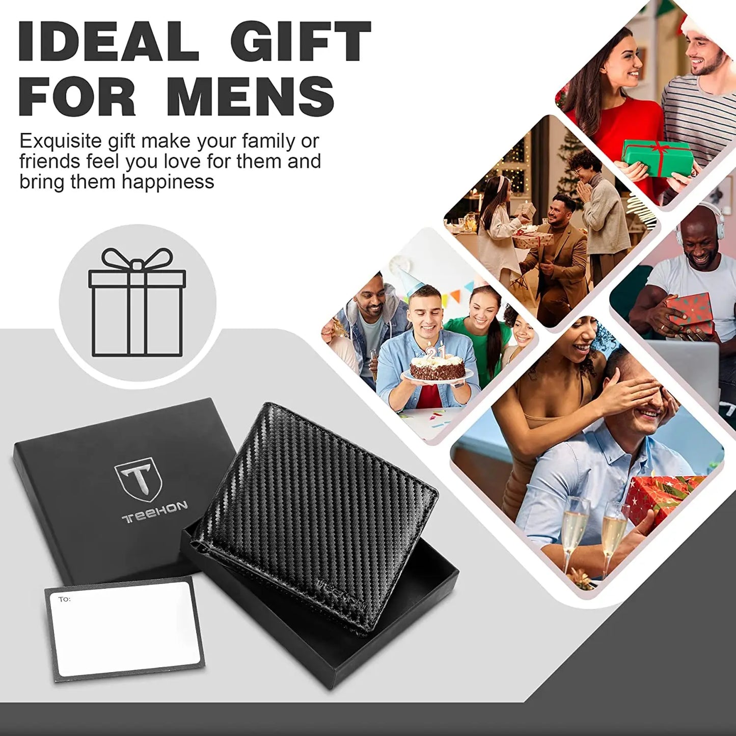 Slim Minimalist Tri-Fold Wallet Carbon Fiber RFID Blocking Men's Wallet With ID Window and 8 Card Slots