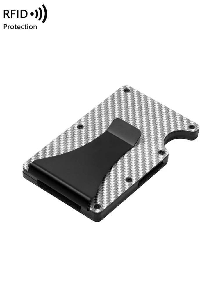 Minimalist carbon fiber RFID holder ultra-thin mini ID credit card holder aluminum alloy men's and women's wallet