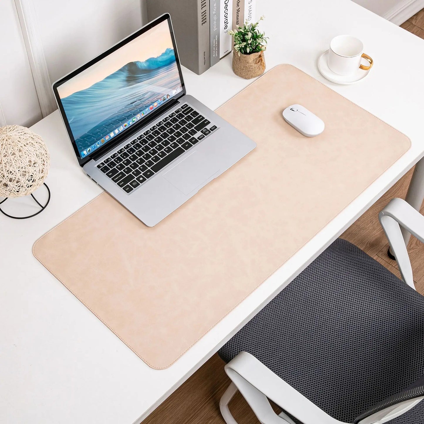 The Luxe Leather Desk Companion - PU Mat with True Grain Texture for Writing & Mouse Buttery-Soft Faux Leather Desk Blotter