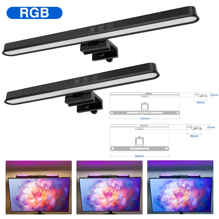 LED Screen Light Bar Monitor Lamp Backlight Asymmetric No Glare Eye Care USB Touch Dimmable Computer Display Hanging Light
