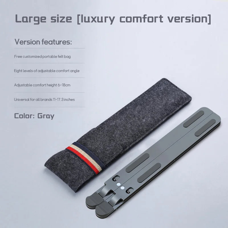 Aluminum Alloy 8 Level Adjustable Foldable Laptop Stand Ergonomic Computer Riser for Laptops up to 17.3 Inches