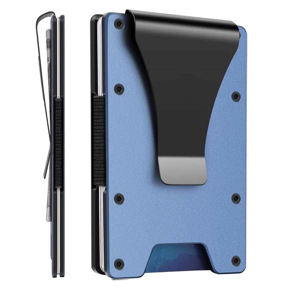 Minimalist Wallet for Men- Slim Aluminum Metal Money Clip Wallet with Clear ID Card Holder, Slim Wallet for Men,Holds up 15 Card