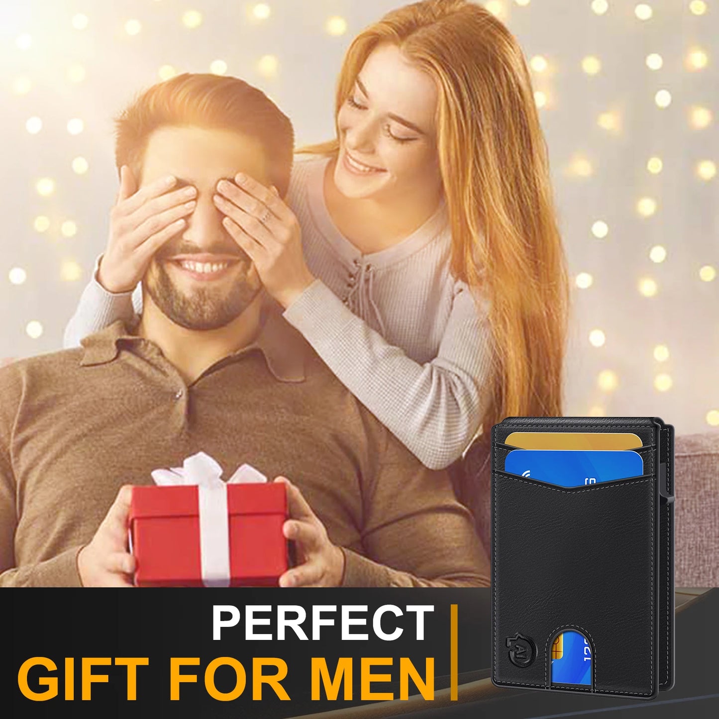 Men New Wallet with Money Clip Carbon Card Wallet Slim Wallet magsafe cüzdan metal Gift Box Christmas Gift Men Gift Mens Gift