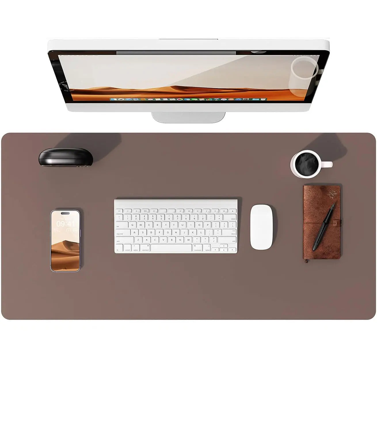 Large Desktop Mat,Leather Desk Pad Protector, Office Desktop Keyboard Desk Mat, Non-Slip PU Leather with Desk Blotter,Mouse Pads