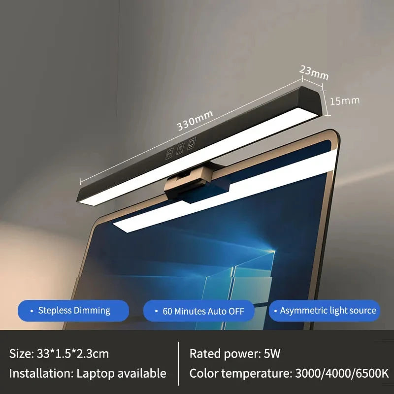 LED Monitor Light Bar 33cm 50cm Computer Monitor Lamp Reading Desk Lamp Setup Screen Hanging Light Adjustable Color Temperature