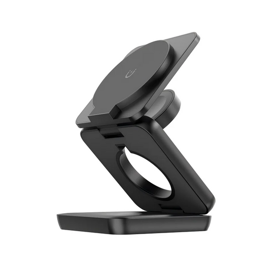 Foldable 3-in-1 Magnetic Charging Station, 15W Fast Wireless Charger Stand for Magsafe, Portable Travel Charging Dock for iPhone
