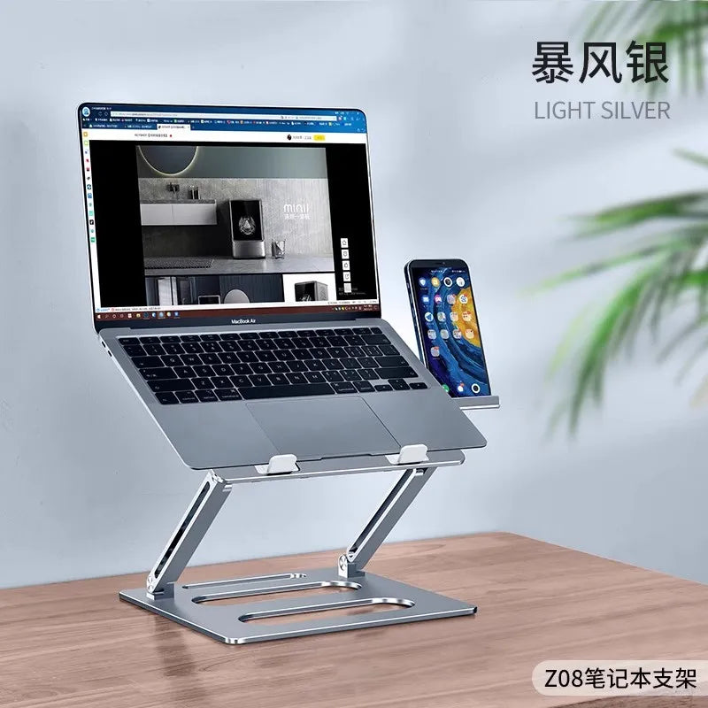 Adjustable Height Aluminum Laptop Stand Cooling Riser Multi-Functional Ergonomic Desktop Holder for Monitor & Notebook