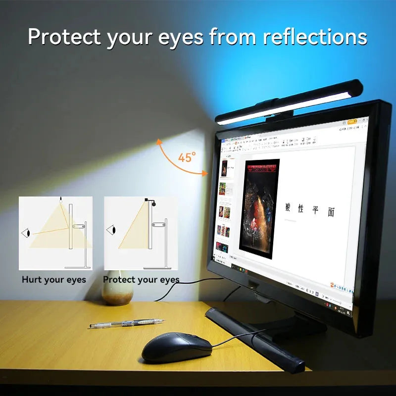 LED Monitor Light Bar Monitor Desk Lamp with RGB Backlight Ambiance Table Lamp PC Screen Light for Home Office/Game