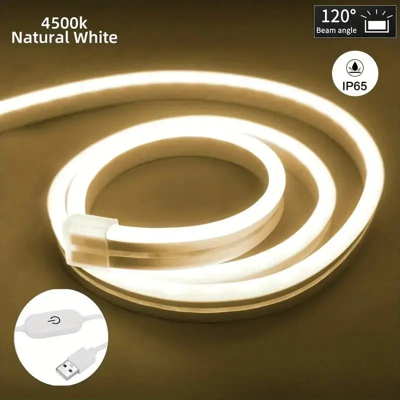 Touch Sensor LED Strip Lights Neon Sign 5V USB Dimmable Waterproof Neon Lamp Flexible Tape Silicone Bedroom Backlight DIY Decor