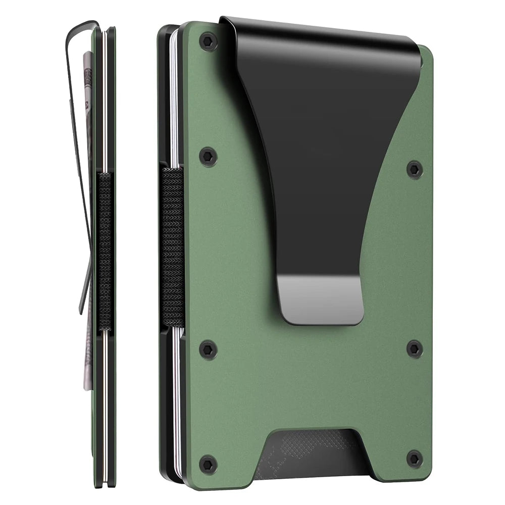Minimalist Wallet for Men- Slim Aluminum Metal Money Clip Wallet with Clear ID Card Holder, Slim Wallet for Men,Holds up 15 Card