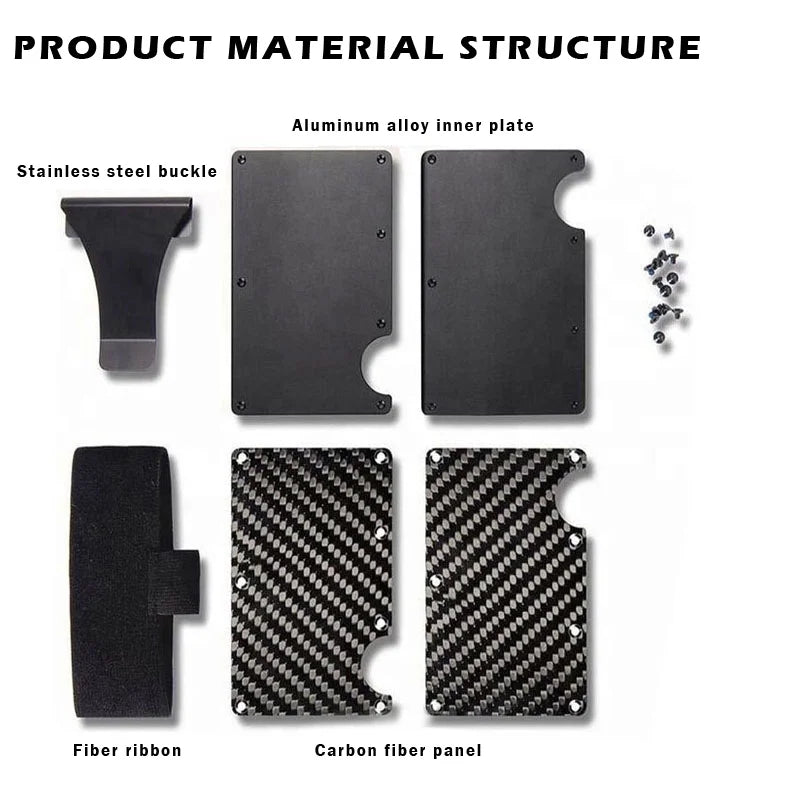 Minimalist carbon fiber RFID holder ultra-thin mini ID credit card holder aluminum alloy men's and women's wallet