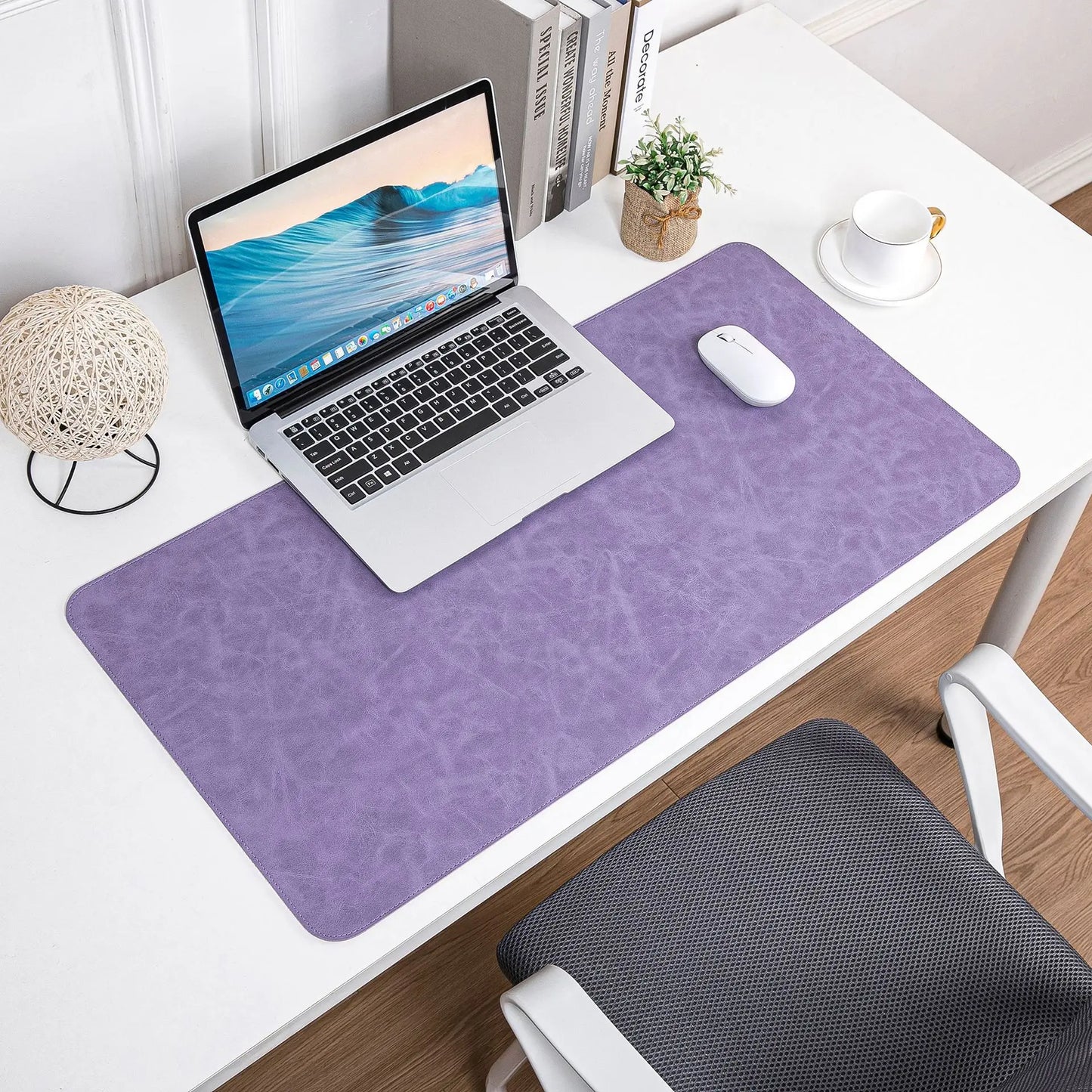 The Luxe Leather Desk Companion - PU Mat with True Grain Texture for Writing & Mouse Buttery-Soft Faux Leather Desk Blotter