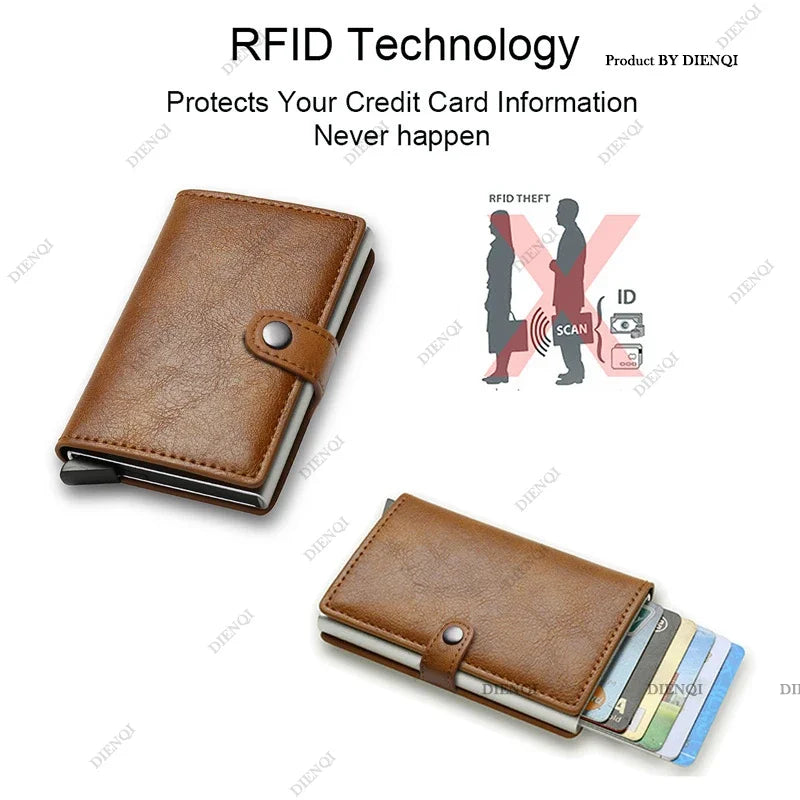 Carbon Fiber Credit Card Holder Wallet Money Bag Men Rfid Smart Metal Thin Slim Minimalist Wallet Black Vallet Gifts for Men