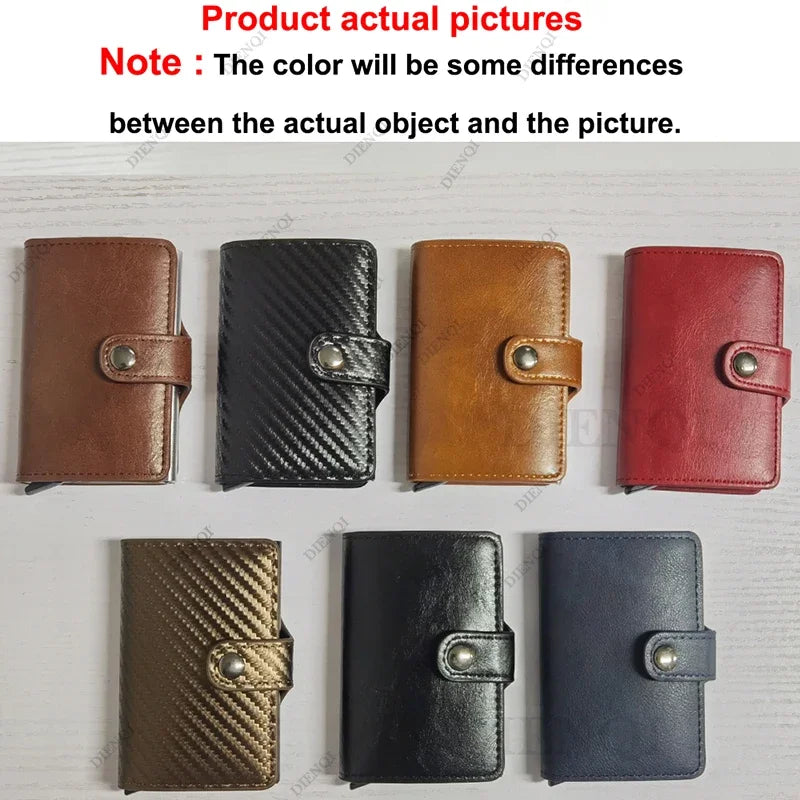 Carbon Fiber Credit Card Holder Wallet Money Bag Men Rfid Smart Metal Thin Slim Minimalist Wallet Black Vallet Gifts for Men