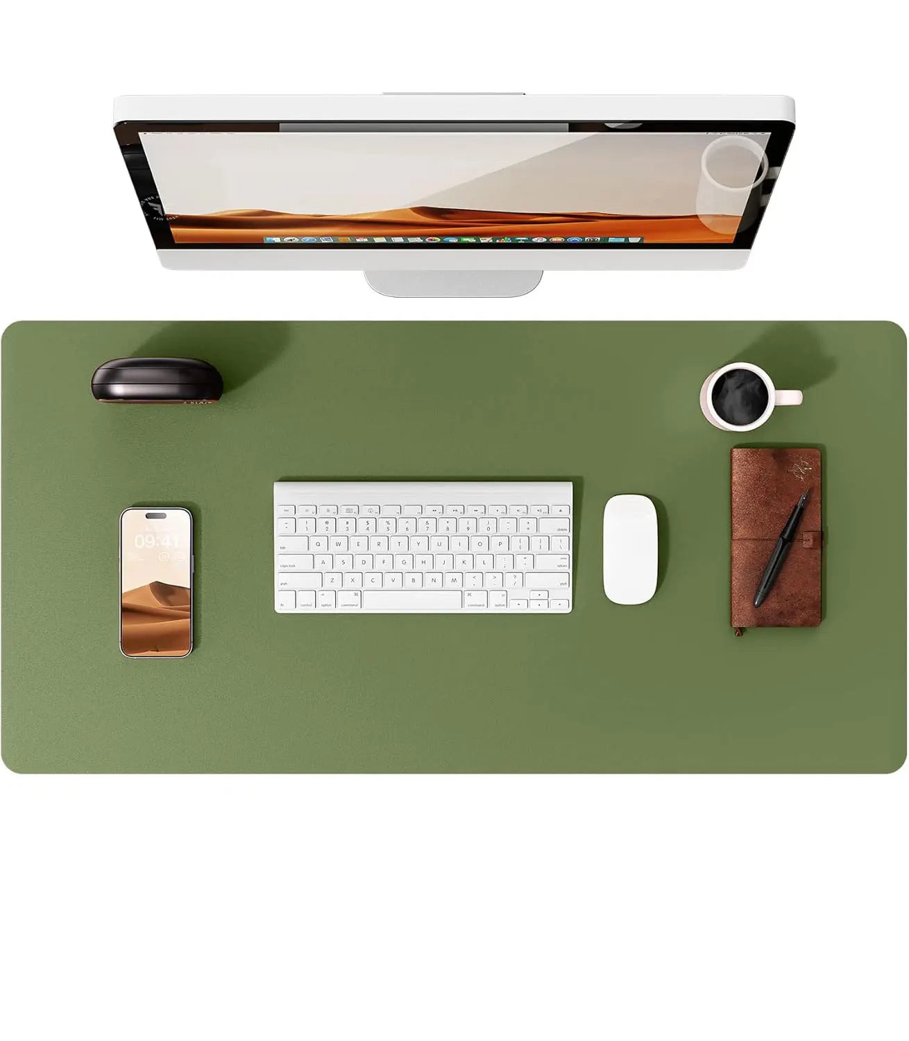 Large Desktop Mat,Leather Desk Pad Protector, Office Desktop Keyboard Desk Mat, Non-Slip PU Leather with Desk Blotter,Mouse Pads