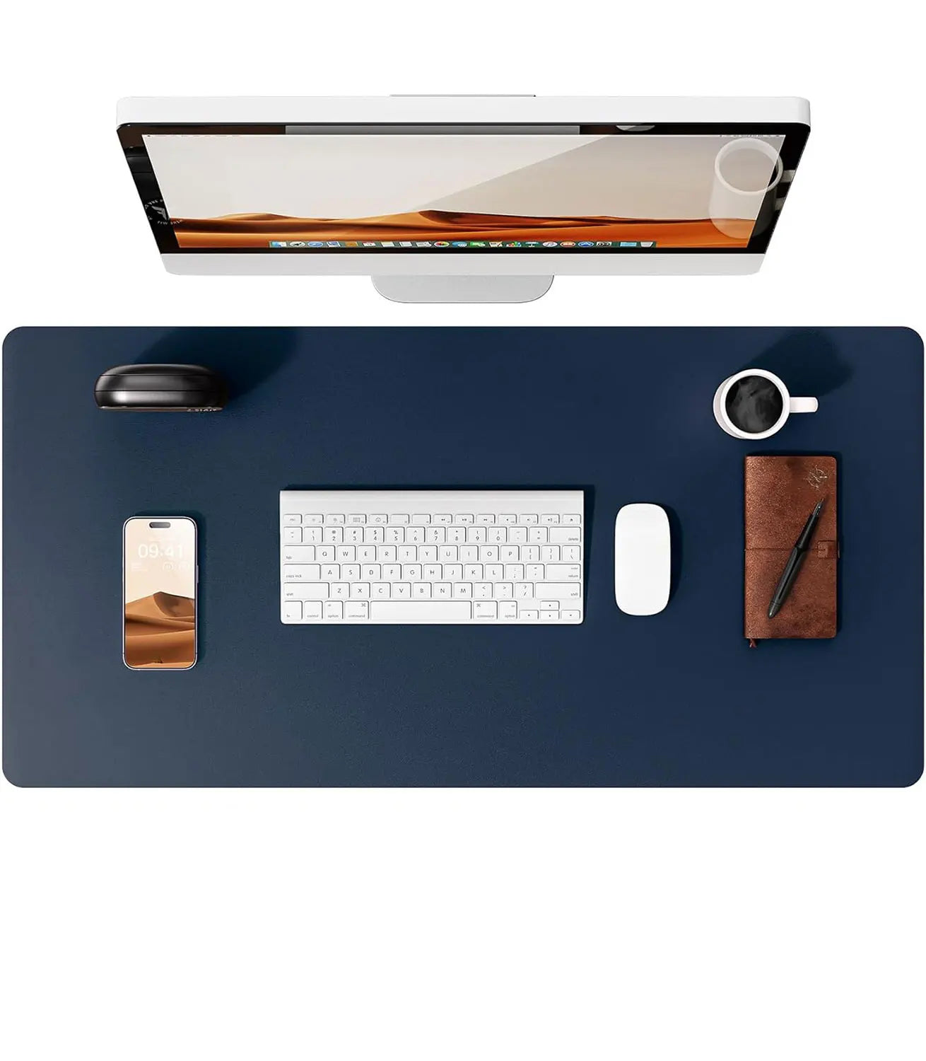Large Desktop Mat,Leather Desk Pad Protector, Office Desktop Keyboard Desk Mat, Non-Slip PU Leather with Desk Blotter,Mouse Pads