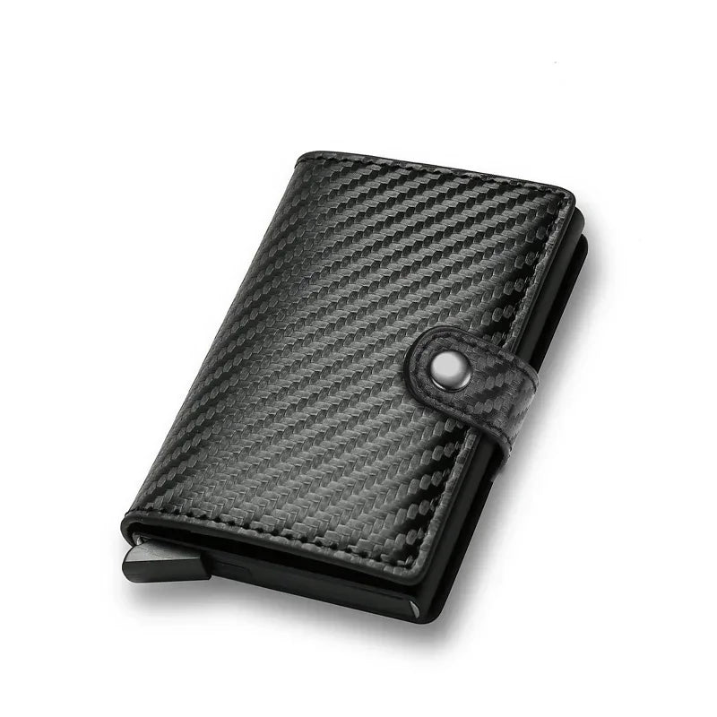 Carbon Fiber Credit Card Holder Wallet Money Bag Men Rfid Smart Metal Thin Slim Minimalist Wallet Black Vallet Gifts for Men