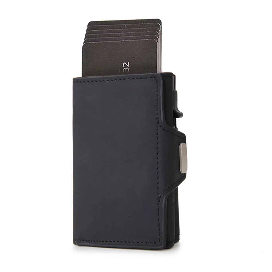 Aluminum Minimalist Smart Wallet Rfid Carbon Fiber Card Holder Wallet for Men, Coin Pocket, ID Bank Credit Cardholder Case
