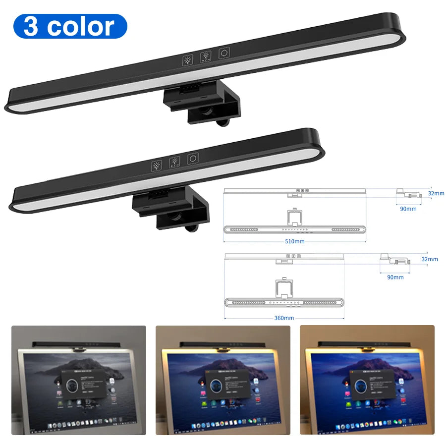 LED Screen Light Bar Monitor Lamp Backlight Asymmetric No Glare Eye Care USB Touch Dimmable Computer Display Hanging Light