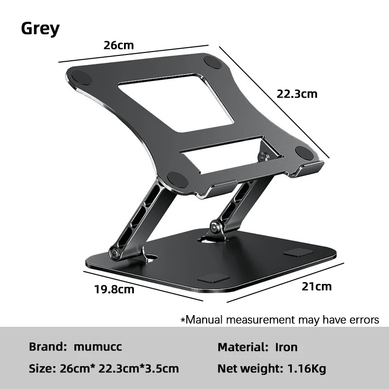 Aluminum alloy laptop stand, folding, height-increasing, hollowed-out for heat dissipation, bottom for storing keyboard