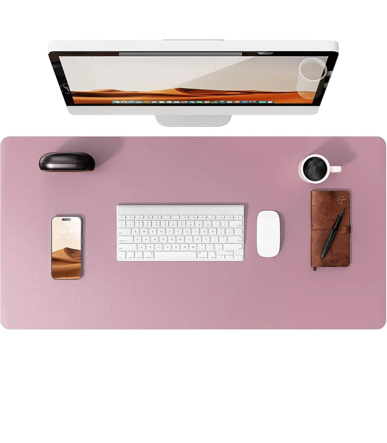 Large Desktop Mat,Leather Desk Pad Protector, Office Desktop Keyboard Desk Mat, Non-Slip PU Leather with Desk Blotter,Mouse Pads