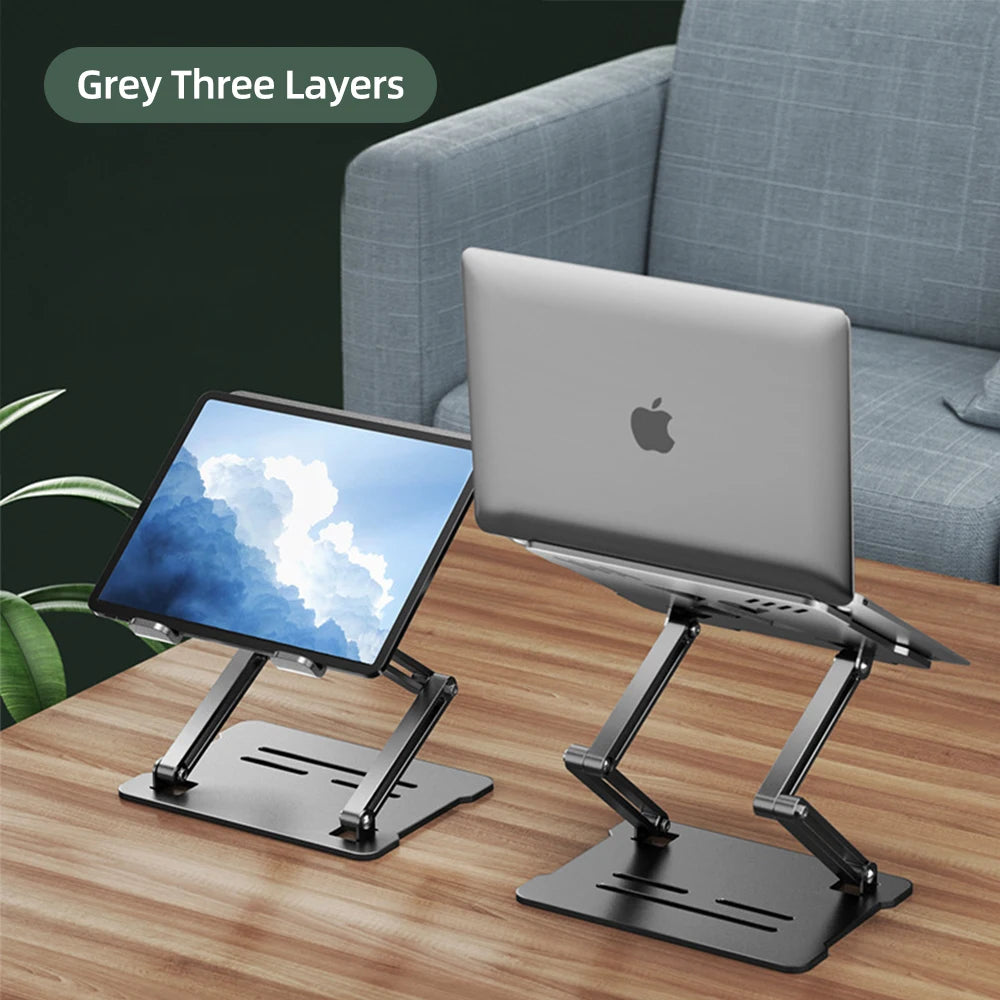 Adjustable Desk Laptop Stand For MacBook Pro Riser Ergonomic Aluminum Alloy Notebook Holder Compatible 9-17inch Laptop 3 layers