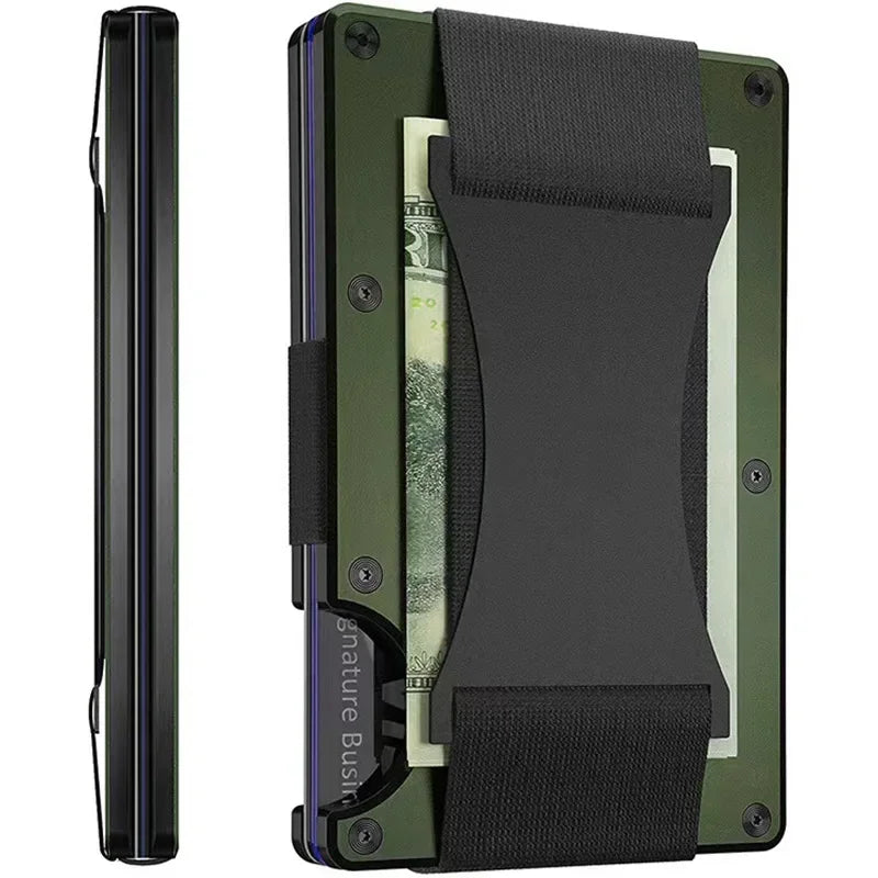 Forged Carbon Fiber Minimalist Slim Smart Wallets for Men Cashback Credit Card Holder Luxury Aluminium Wallet RFID Money Clip