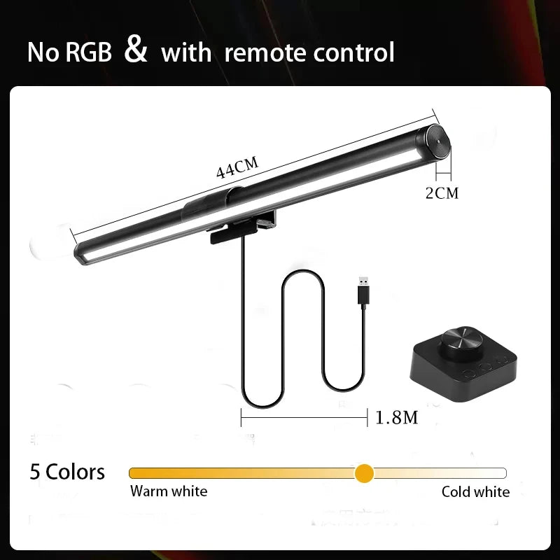 Eye-Care Monitor Lights Bar Led Desk Lamp RGB Computer PC Light Bar Monitor Screen Lighting Stepless Dimming Reading Table Lamp
