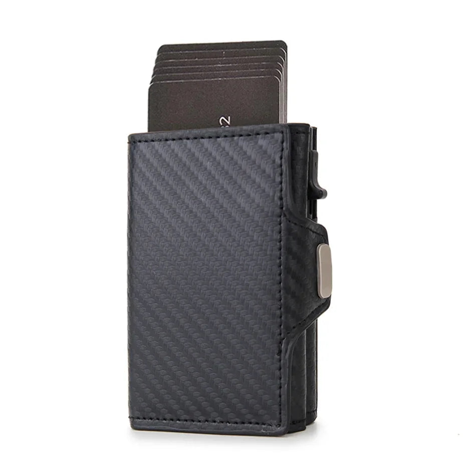 Aluminum Minimalist Smart Wallet Rfid Carbon Fiber Card Holder Wallet for Men, Coin Pocket, ID Bank Credit Cardholder Case