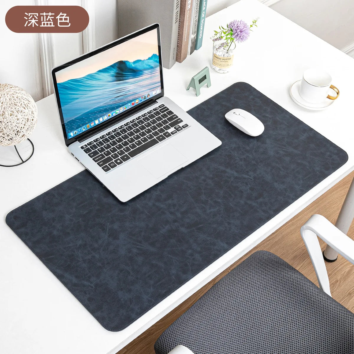 The Luxe Leather Desk Companion - PU Mat with True Grain Texture for Writing & Mouse Buttery-Soft Faux Leather Desk Blotter