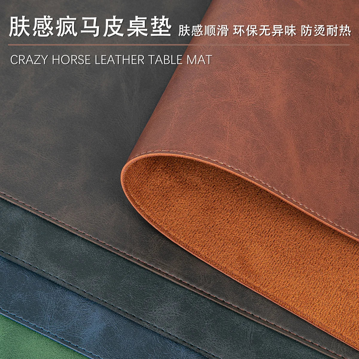 The Luxe Leather Desk Companion - PU Mat with True Grain Texture for Writing & Mouse Buttery-Soft Faux Leather Desk Blotter