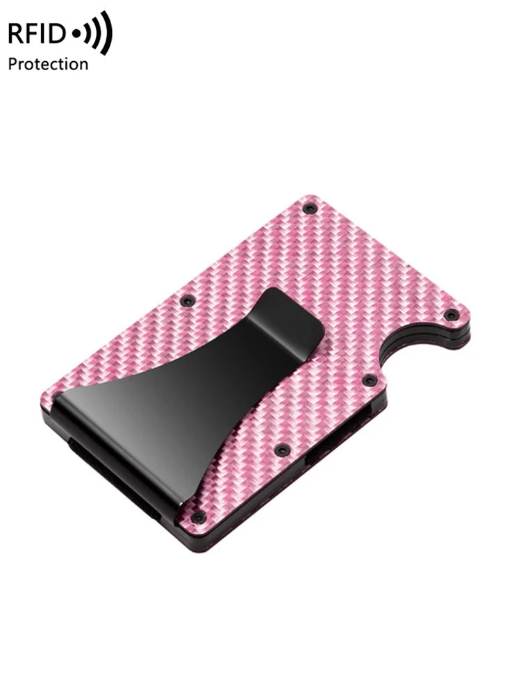 Minimalist carbon fiber RFID holder ultra-thin mini ID credit card holder aluminum alloy men's and women's wallet