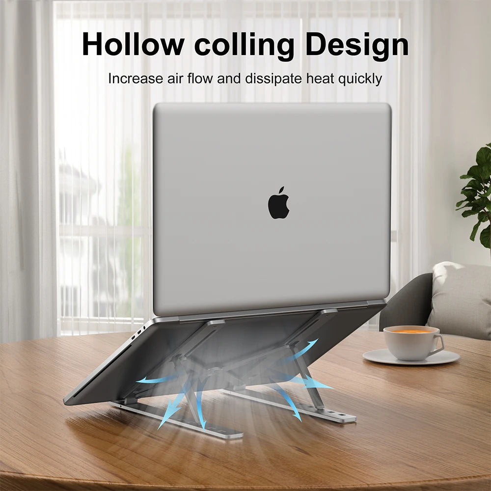 Premium Aluminum Laptop Stand Adjustable Ergonomic Holder for 10-17 Laptops Foldable Design for Office Travel Gaming with Pads