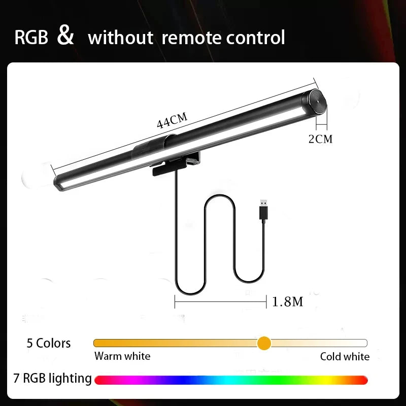 Eye-Care Monitor Lights Bar Led Desk Lamp RGB Computer PC Light Bar Monitor Screen Lighting Stepless Dimming Reading Table Lamp