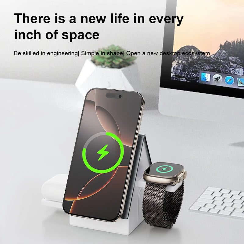 3 in 1 Charging Station Super Stable Wireless Charging Station for Magsafe Charger Stand Cube for iPhone and Watch Gifts for Men