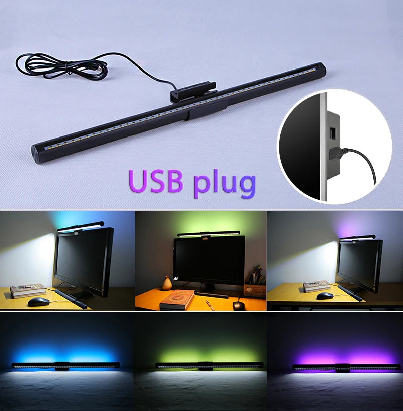 Eye-Care Monitor Lights Bar Led Desk Lamp RGB Computer PC Light Bar Monitor Screen Lighting Stepless Dimming Reading Table Lamp