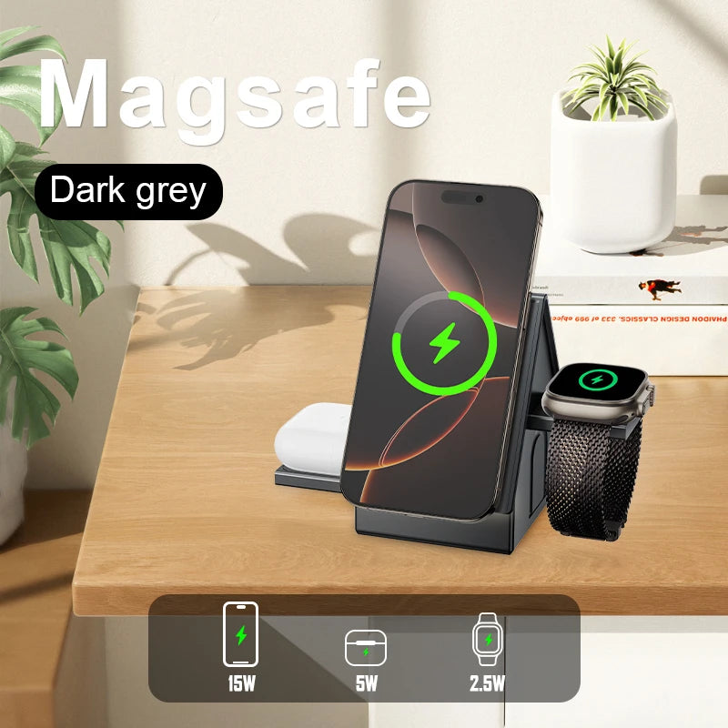 3 in 1 Charging Station Super Stable Wireless Charging Station for Magsafe Charger Stand Cube for iPhone and Watch Gifts for Men