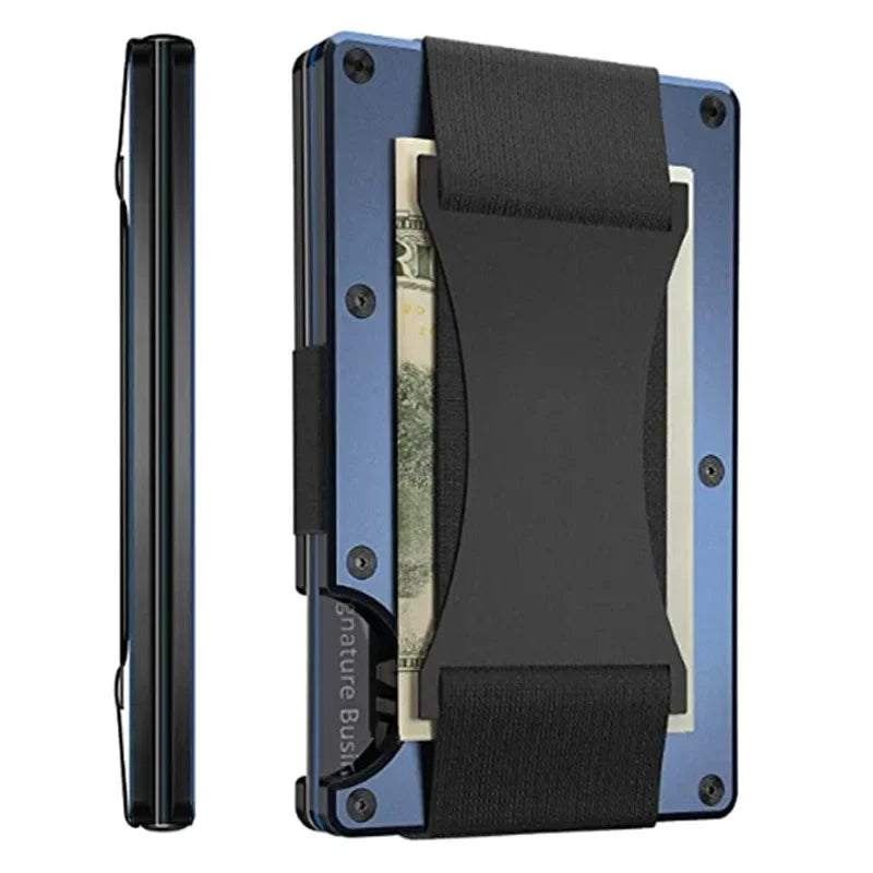 Forged Carbon Fiber Minimalist Slim Smart Wallets for Men Cashback Credit Card Holder Luxury Aluminium Wallet RFID Money Clip