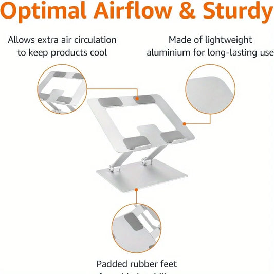1pc Ergonomic and Foldable Laptop Stand for Desk, Adjustable Riser, Fits all Laptops and Notebooks up to 17.3 Inch