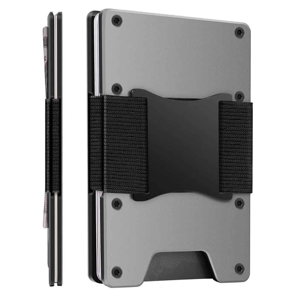 Minimalist Wallet for Men- Slim Aluminum Metal Money Clip Wallet with Clear ID Card Holder, Slim Wallet for Men,Holds up 15 Card