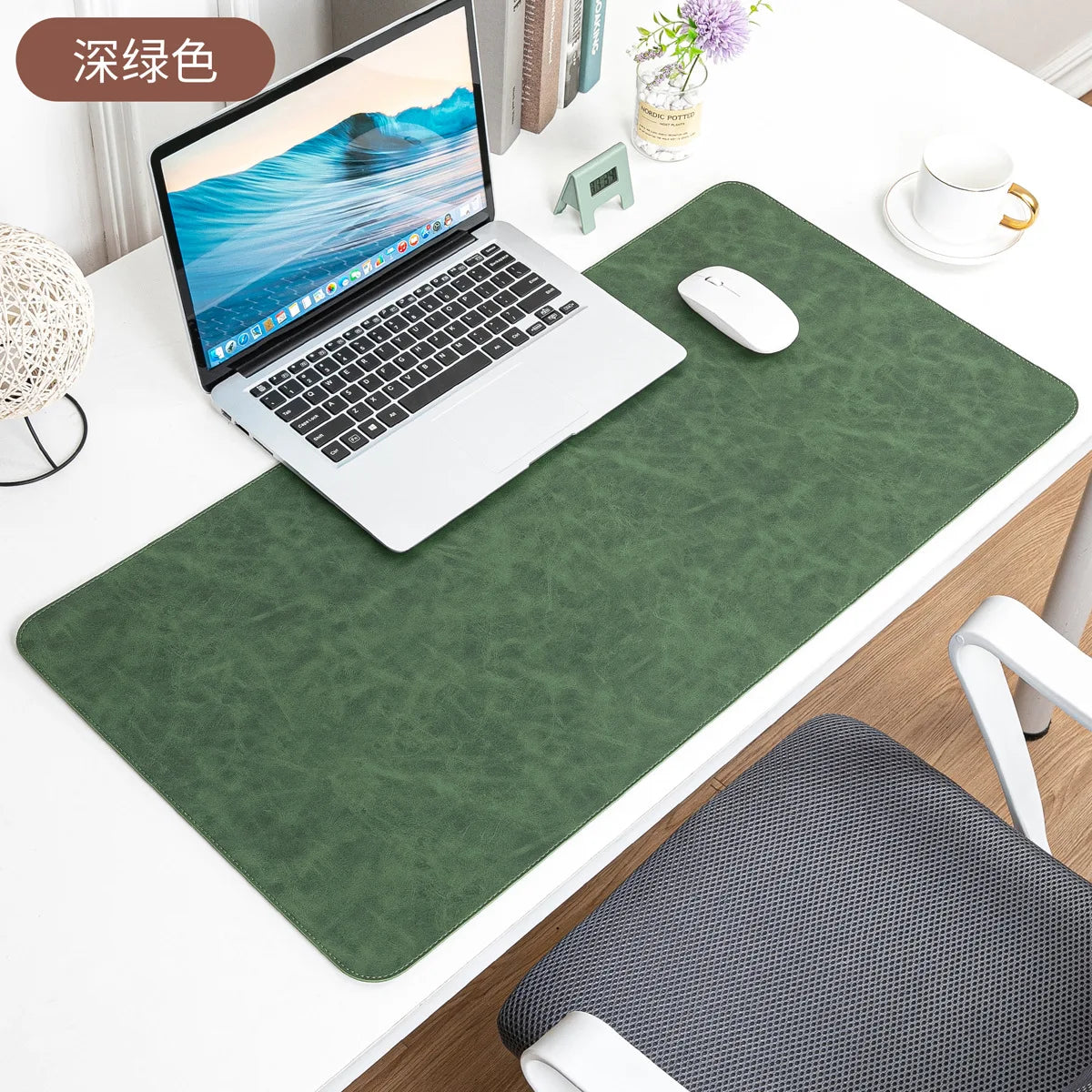 The Luxe Leather Desk Companion - PU Mat with True Grain Texture for Writing & Mouse Buttery-Soft Faux Leather Desk Blotter