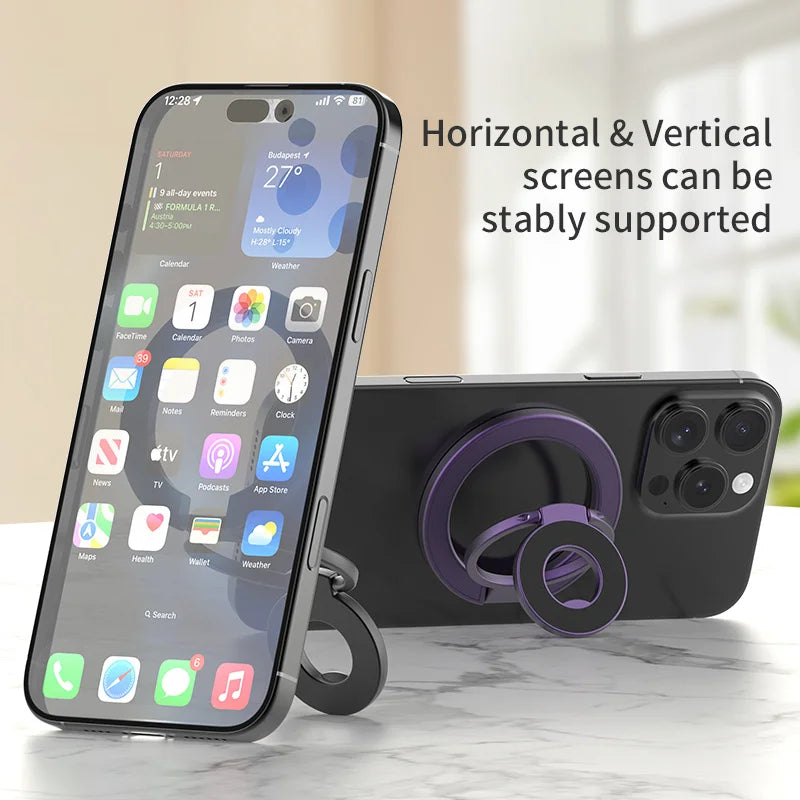 MagSafe Double Sided Magnetic Phone Ring Holder Portable Folding Cellphone Stand Accessory Grip Bracket Support Universal