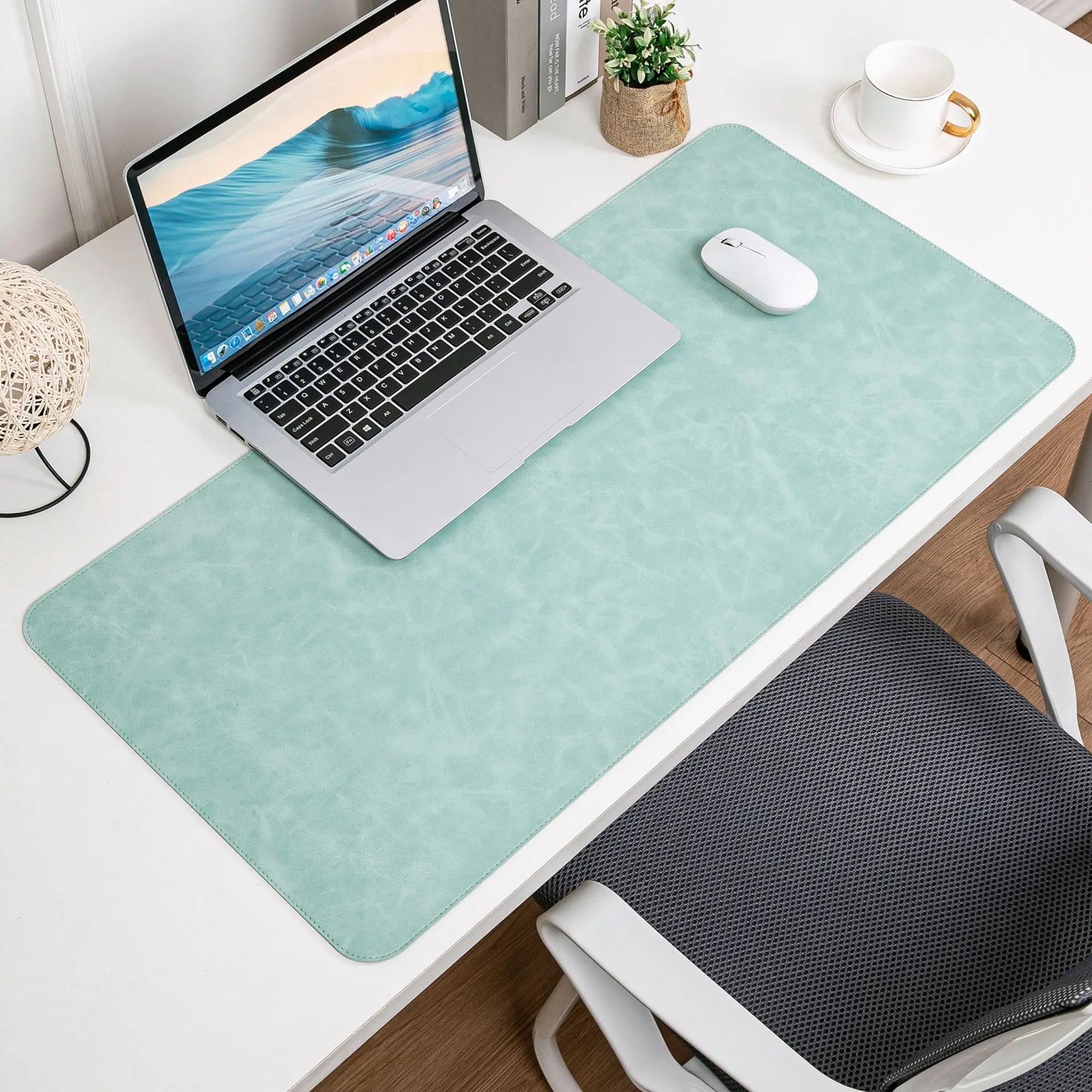 The Luxe Leather Desk Companion - PU Mat with True Grain Texture for Writing & Mouse Buttery-Soft Faux Leather Desk Blotter