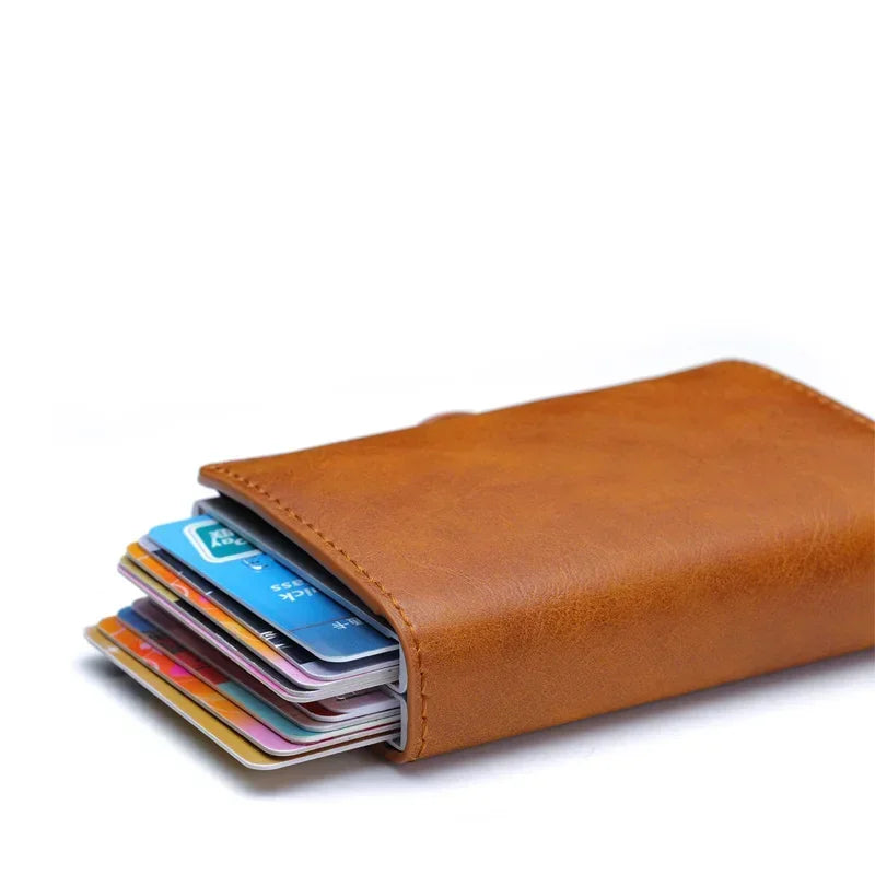 Carbon Fiber Credit Card Holder Men Wallet RFID PU Leather Metal Hasp Wallet Male Purse Minimalist Wolet Gifts for Men Carteiras