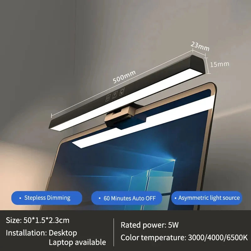 LED Monitor Light Bar 33cm 50cm Computer Monitor Lamp Reading Desk Lamp Setup Screen Hanging Light Adjustable Color Temperature