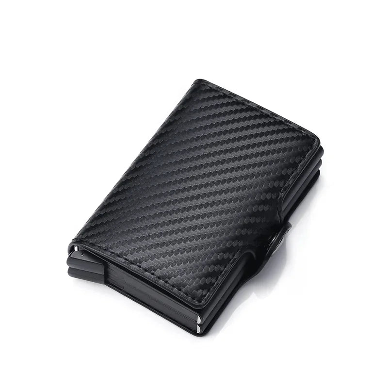 Carbon Fiber Credit Card Holder Men Wallet RFID PU Leather Metal Hasp Wallet Male Purse Minimalist Wolet Gifts for Men Carteiras