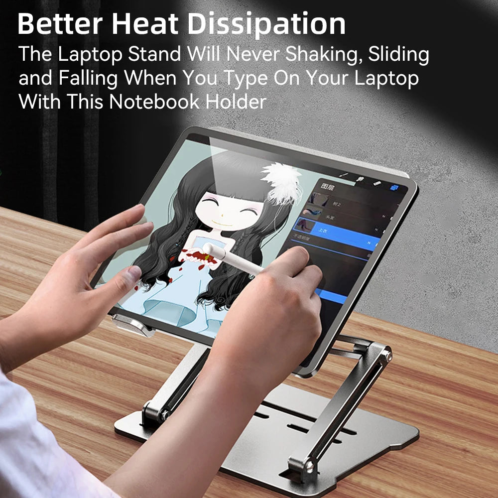 Adjustable Desk Laptop Stand For MacBook Pro Riser Ergonomic Aluminum Alloy Notebook Holder Compatible 9-17inch Laptop 3 layers