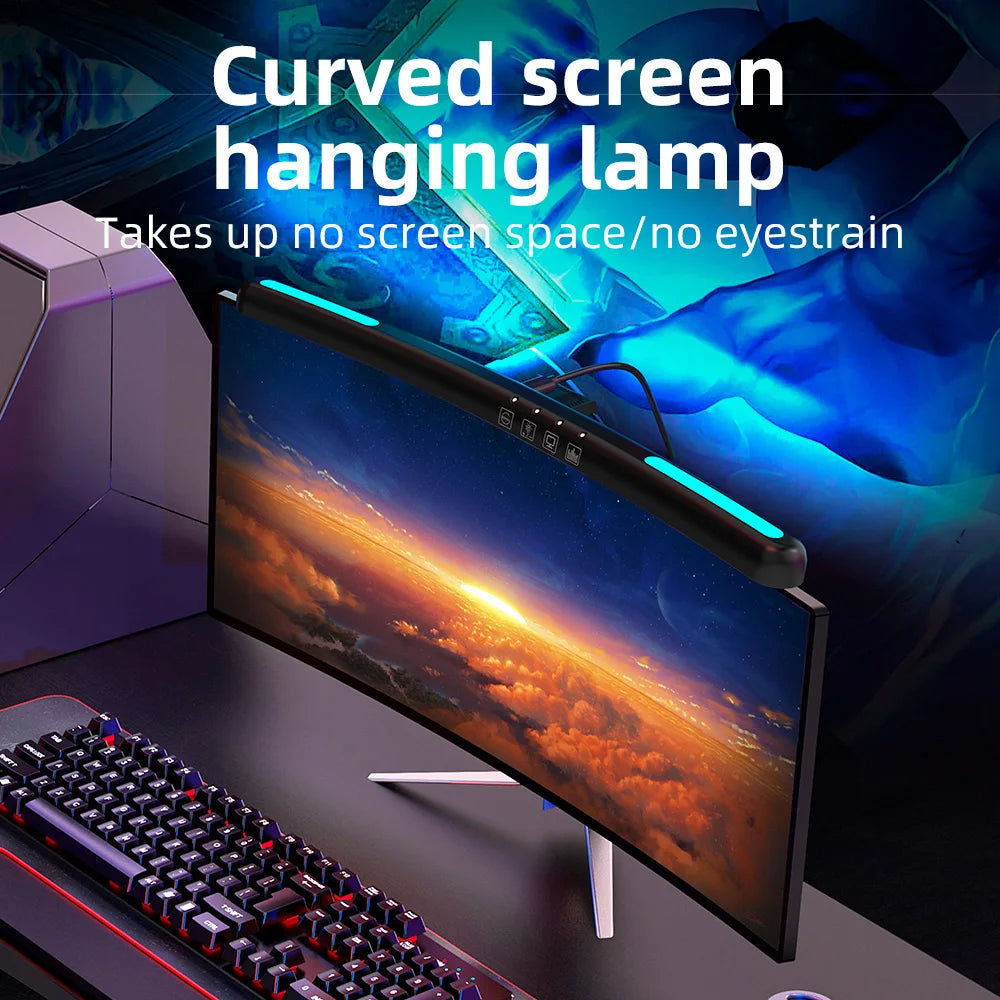 Curved Screen Monitor Laptop Screen Light Bar No flash frequency eyes-care Colorful atmosphere lamp Touch Switch Straight Lamp