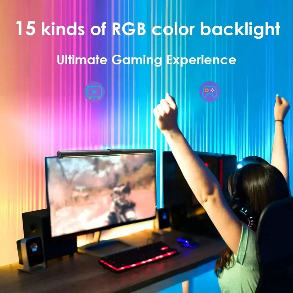 Computer Monitor Light Bar RGB Rhythm Screen Hanging Lights Stepless Dimming Desk Lamp For Study Reading Gaming Table Lighting